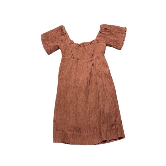 BOHME Dasha Textured Mini Dress Terracotta Size Small - Picture 8 of 9